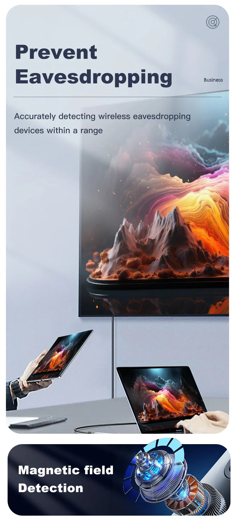 T18 Bug & Hidden Camera Detector – RF Signal Scanner, Anti-Spy Device with Charger