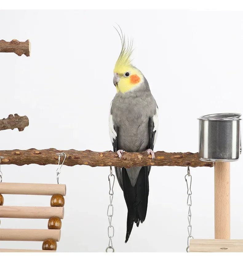 Bird Toy Suspension Bridge & Climbing Ladder – Pepper Wood Parrot Training Platform