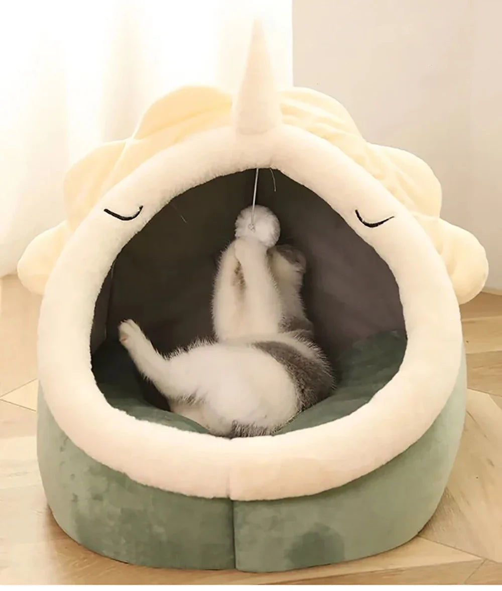 Deep Sleep Foldable Cat Bed – Cartoon Cave Bed for Small Dogs & Cats