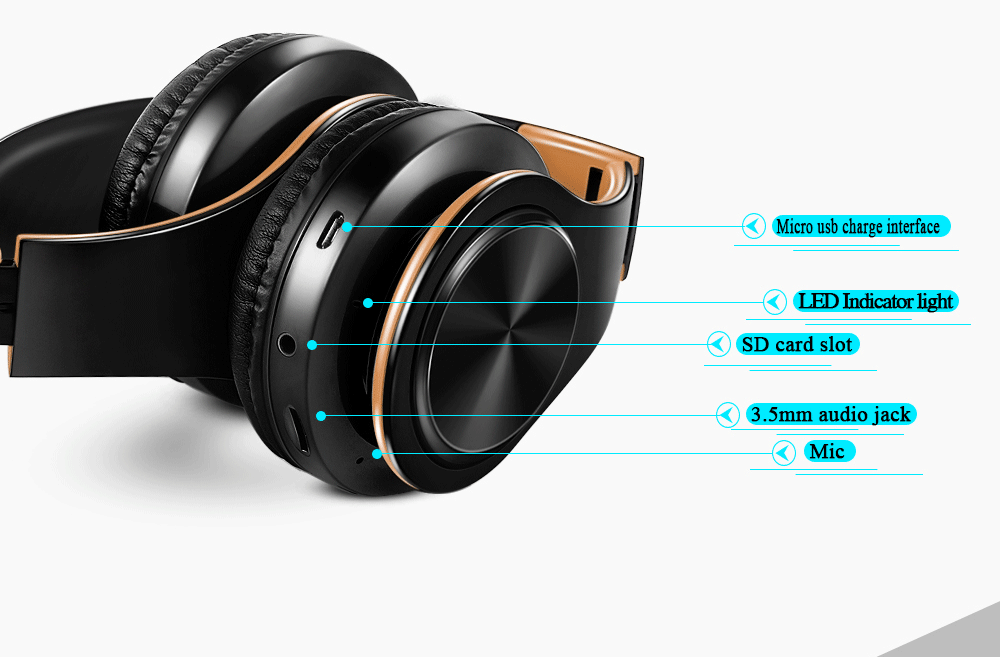 HIFI Stereo Bluetooth Earphones – FM Radio & SD Card Support with Mic