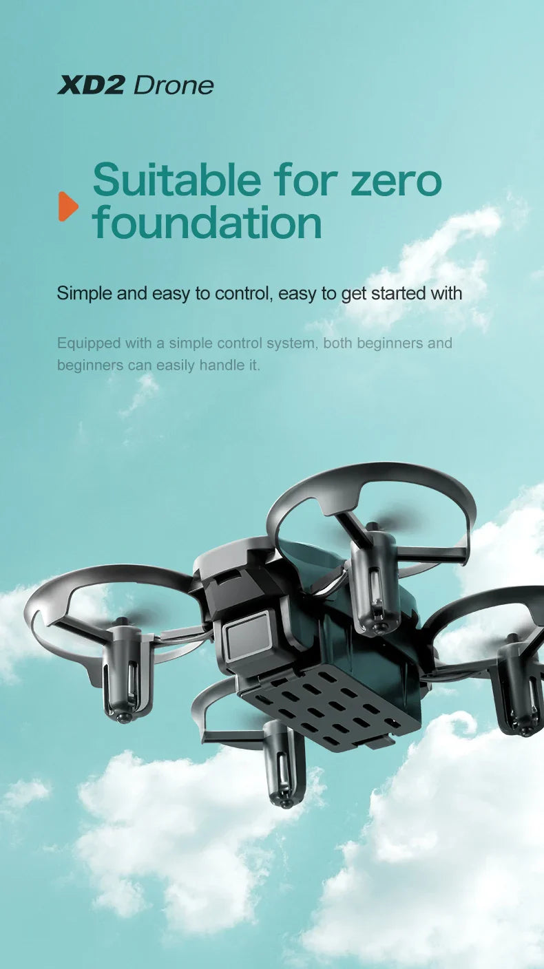 360° Stunt Mini RC Drone XD2 – One-Click Takeoff, Landing & Stable Hovering