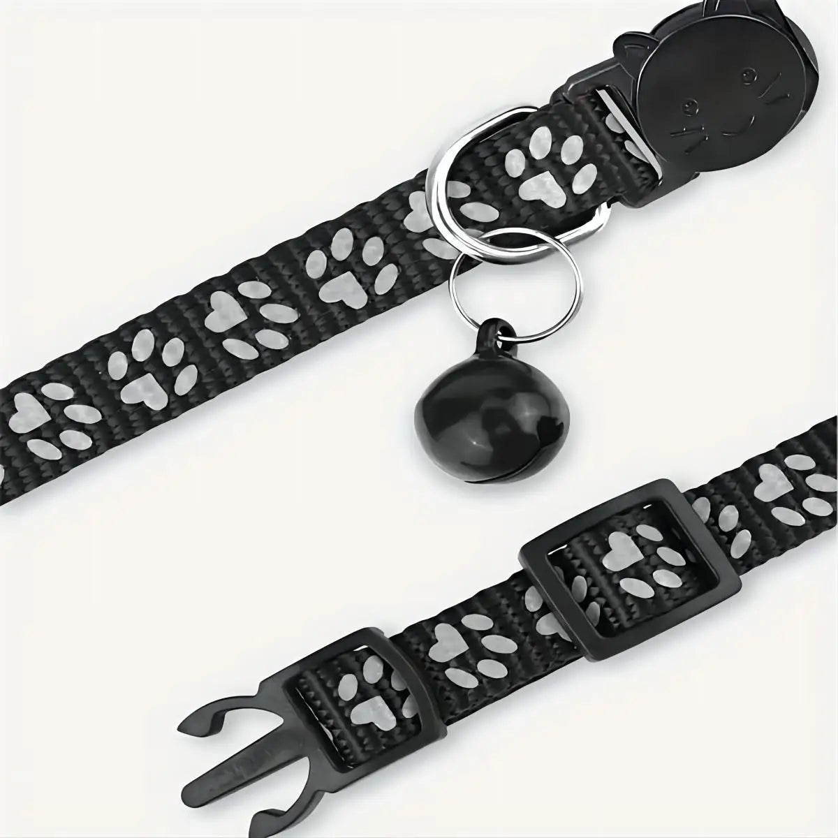2PC Reflective Pet Collar Set – Cat & Dog Paw Print Anti-Lost Collars