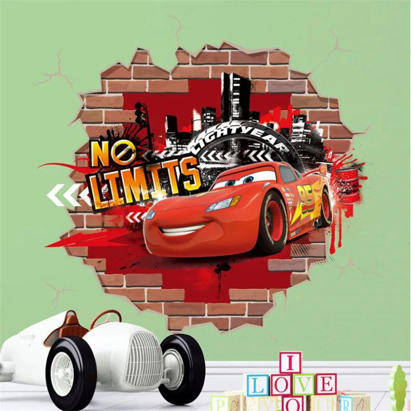 3D Cartoon Lightning McQueen  Wall Stickers For Kid's Room Kindergarten Bedroom Living Room Diy Wall Decoration