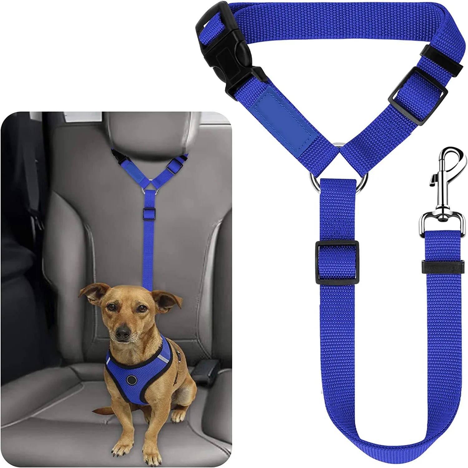 Adjustable Pet Car Seat Belt – Dog & Cat Safety Headrest Restraint