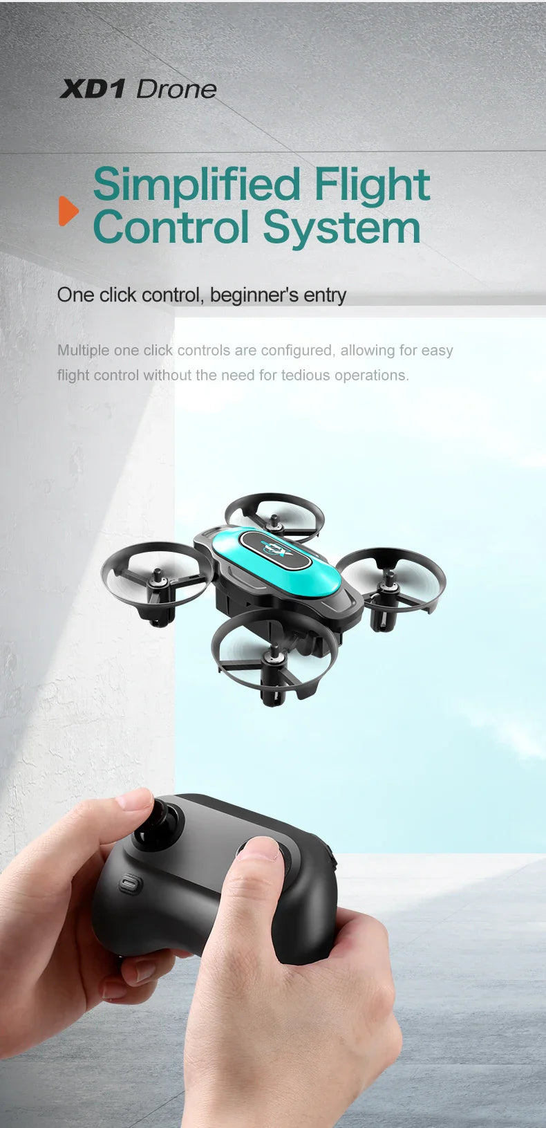360° Stunt Mini RC Drone XD2 – One-Click Takeoff, Landing & Stable Hovering