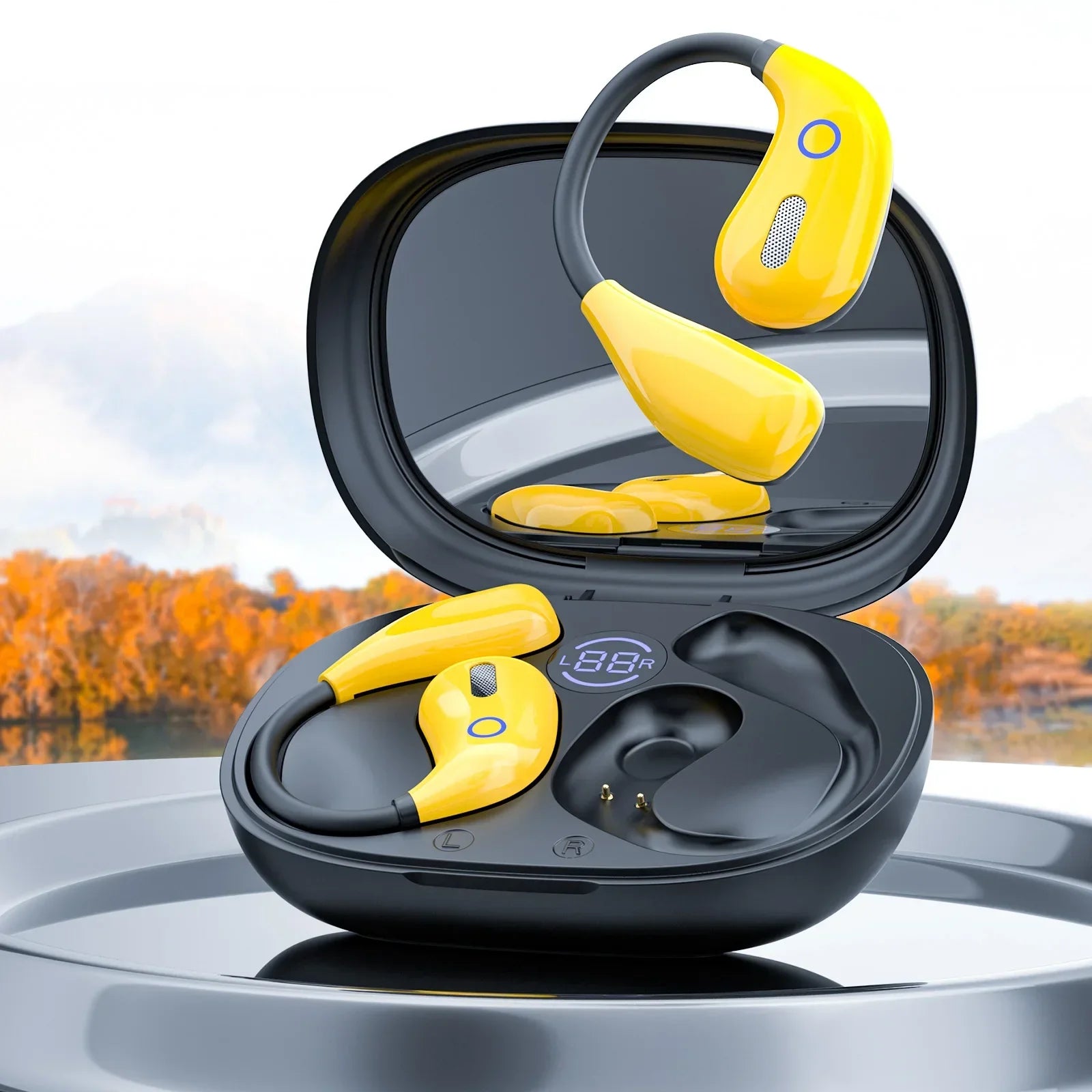 Sports Earbuds for Women – Bluetooth 5.4, Ear Hook, LED Display, Stereo Sound