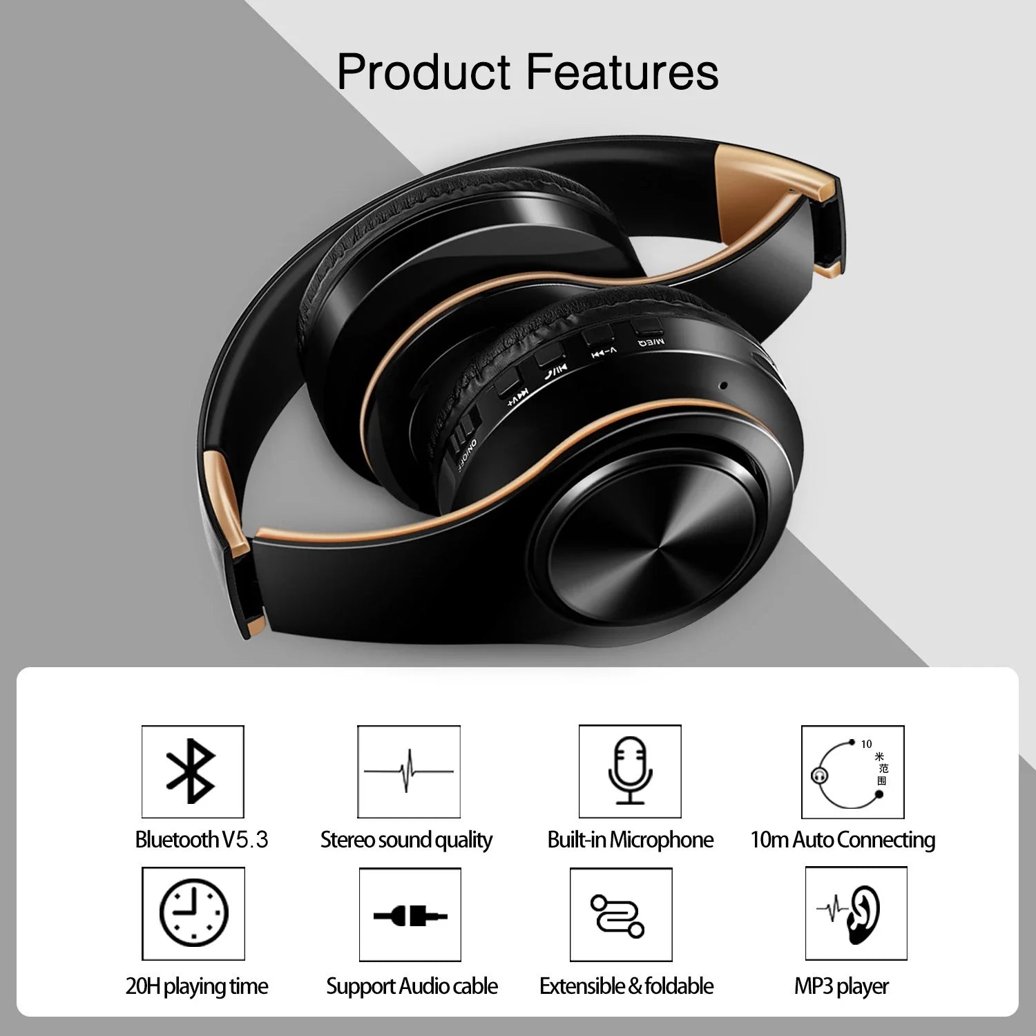 HIFI Stereo Bluetooth Earphones – FM Radio & SD Card Support with Mic