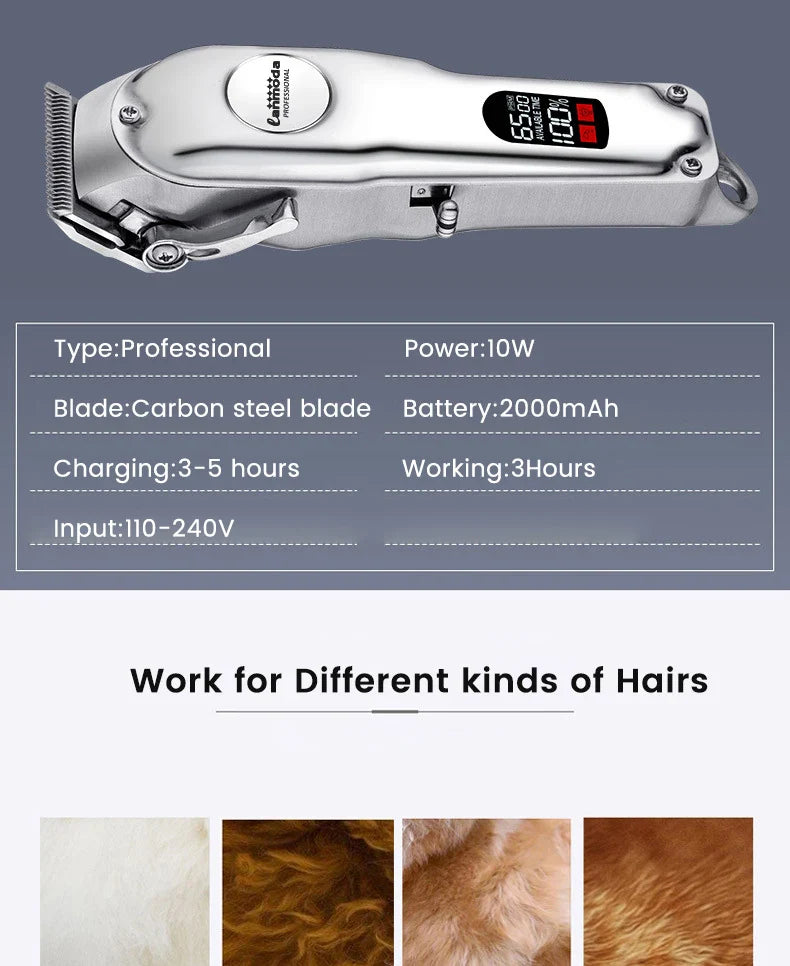 Professional Rechargeable Dog Hair Clipper – All-Metal, Low-Noise Pet Trimmer