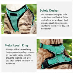 Escape-Proof Adjustable Cat Harness & Leash Set – Soft, Breathable Vest with Reflective Strips for Safe Walks