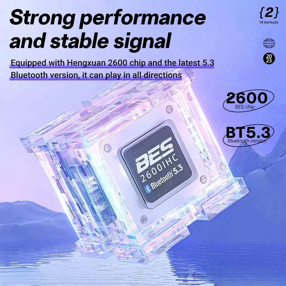 T8 Wireless Gaming Earphones – 3D Sound, ENC Noise Reduction, Long Battery Life