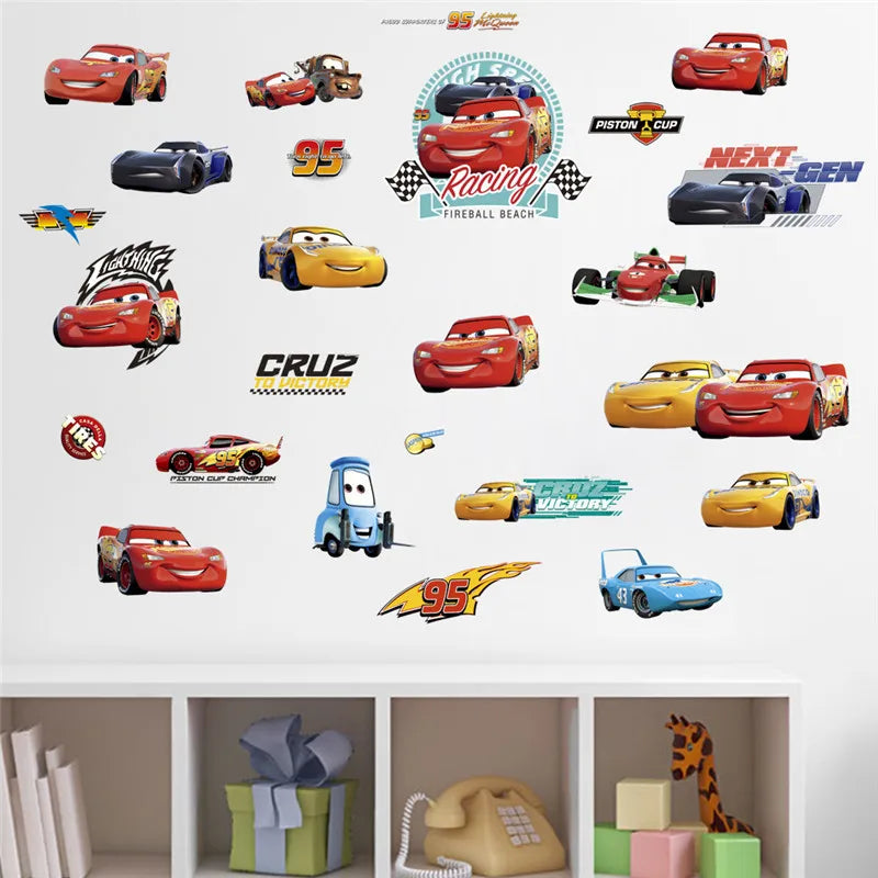 3D Cartoon Lightning McQueen  Wall Stickers For Kid's Room Kindergarten Bedroom Living Room Diy Wall Decoration