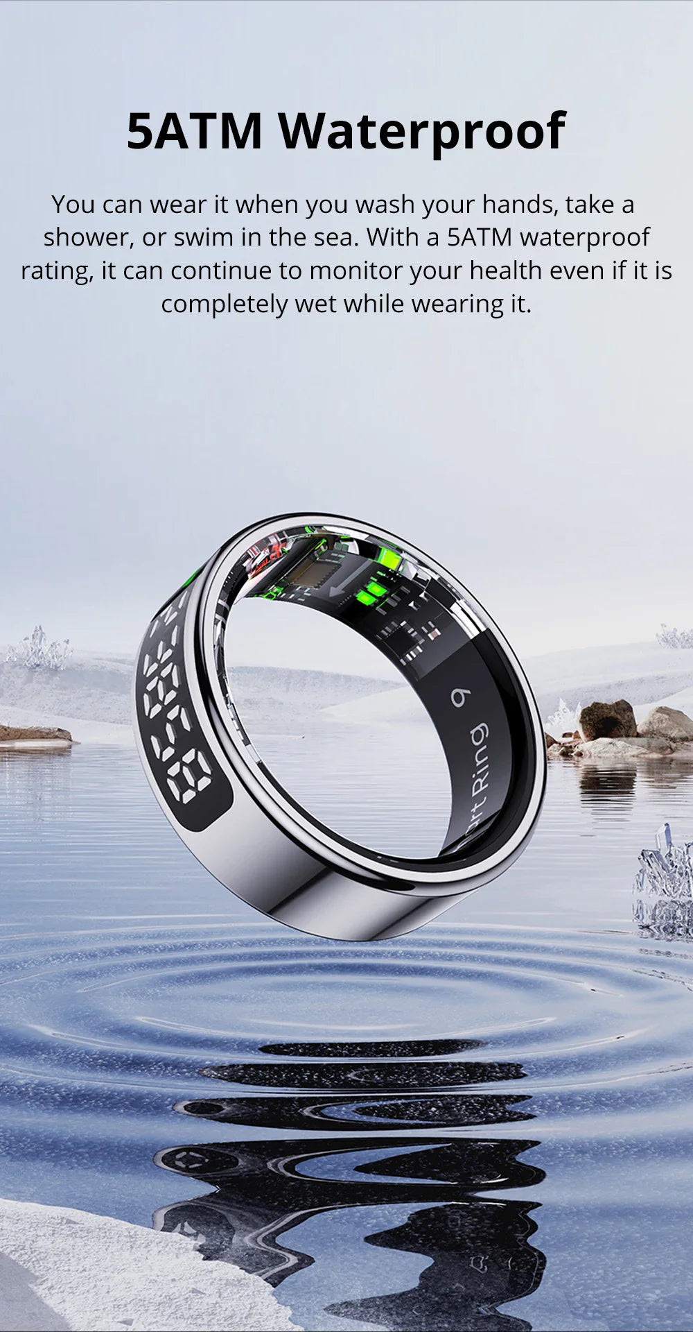 COLMI R12 Smart Ring – Health Tracker, Display, Touch Control, Waterproof (5ATM)