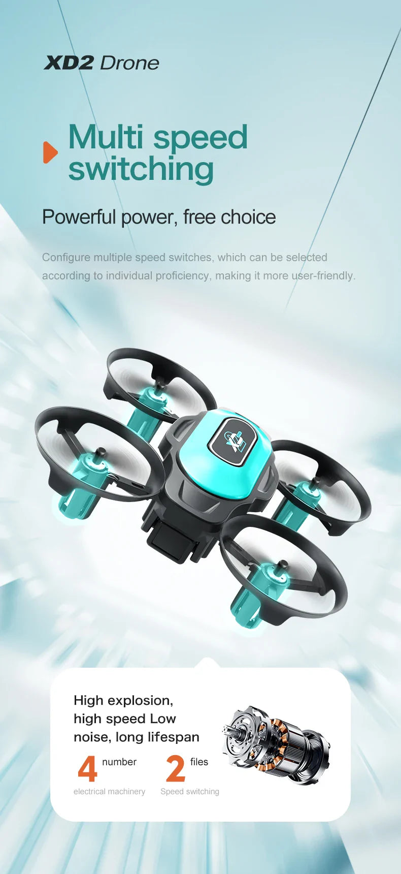 360° Stunt Mini RC Drone XD2 – One-Click Takeoff, Landing & Stable Hovering