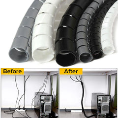 Desk Cable Organizer Spiral – Flexible 1.5/2m Tube, 10/16mm Cord Management