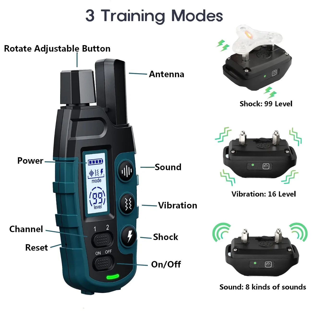 1000M Waterproof Remote Dog Training Collar – Shock & Vibration for 2 Dogs