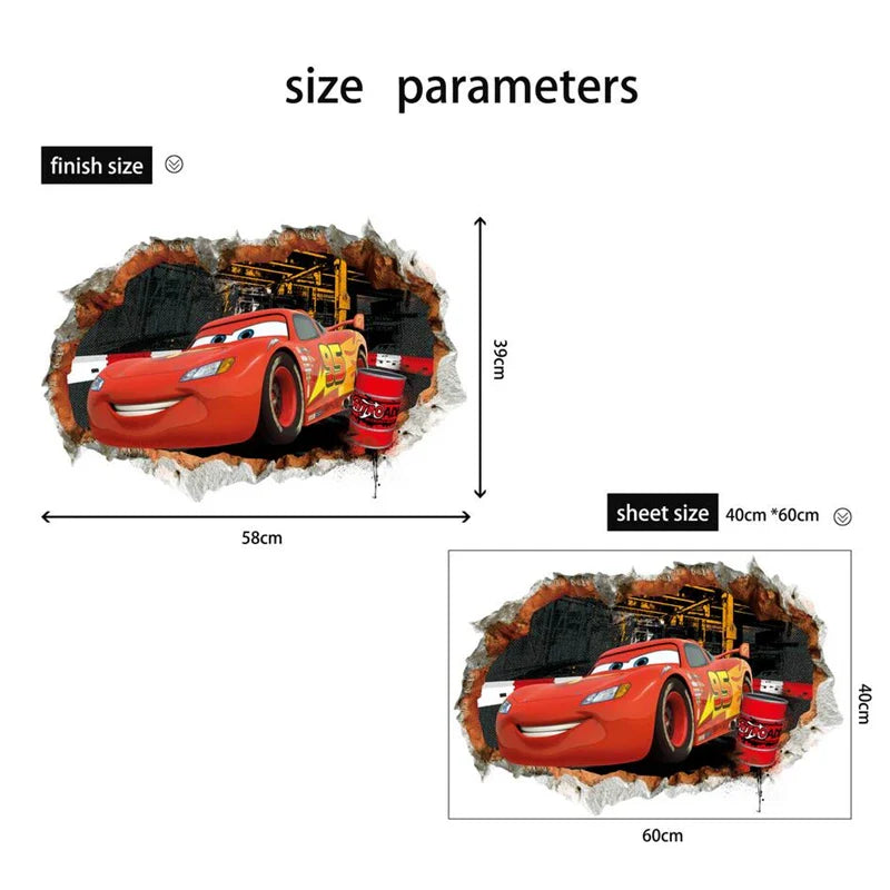 3D Cartoon Lightning McQueen  Wall Stickers For Kid's Room Kindergarten Bedroom Living Room Diy Wall Decoration