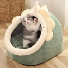 Deep Sleep Foldable Cat Bed – Cartoon Cave Bed for Small Dogs & Cats