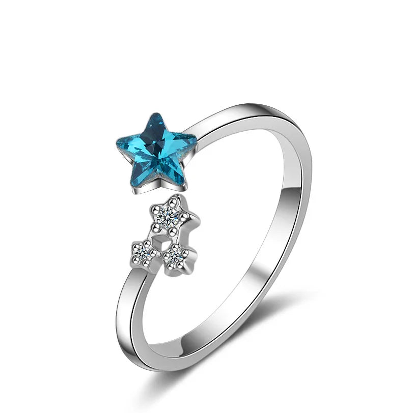 925 Sterling Silver Star Crystal Wedding Ring for Women – Wholesale Jewelry