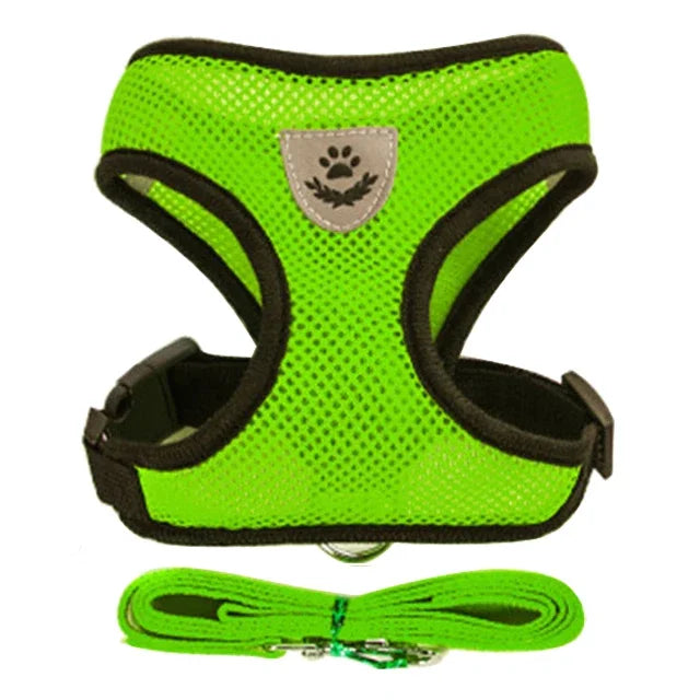 Adjustable Cat & Dog Harness Vest – Mesh Walking Leash for Small & Medium Pets