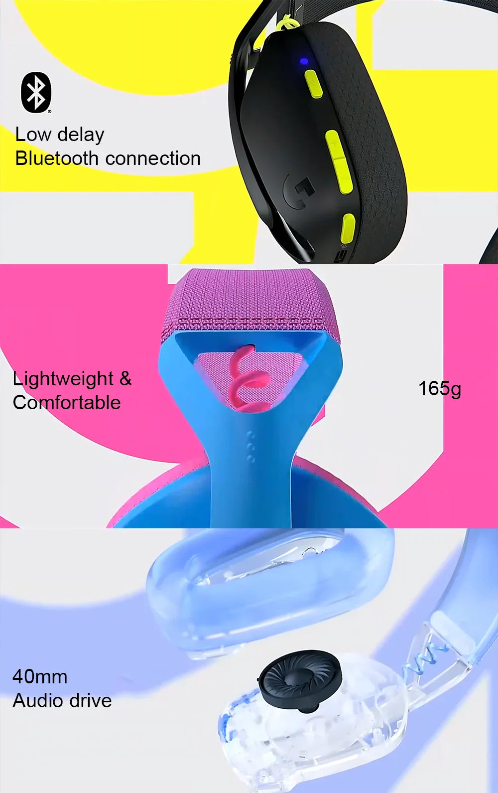 Logitech G435 Wireless Gaming Headset – Bluetooth, Surround Sound, Over-Ear