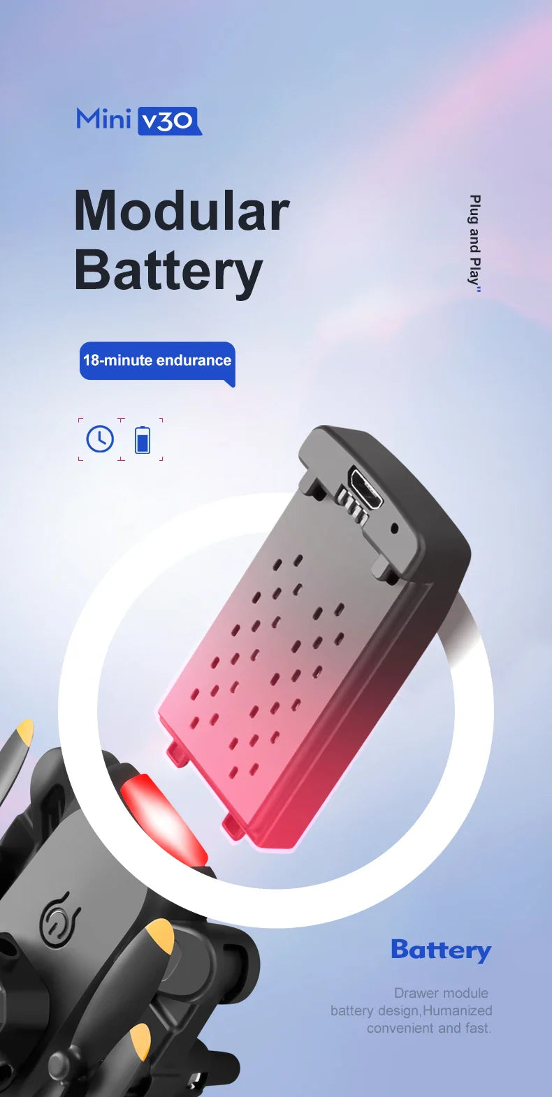 Mini Drone 4DRC V30 – 4K Dual Camera, WIFI FPV, Professional Obstacle Avoidance