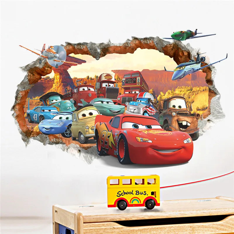 3D Cartoon Lightning McQueen  Wall Stickers For Kid's Room Kindergarten Bedroom Living Room Diy Wall Decoration
