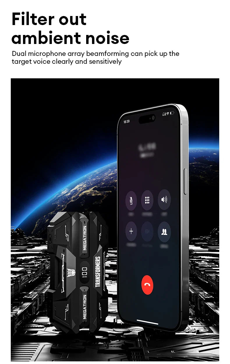 TRANSFORMERS Bluetooth Gaming Headset – TF-T51, LED, Wireless with AI Features