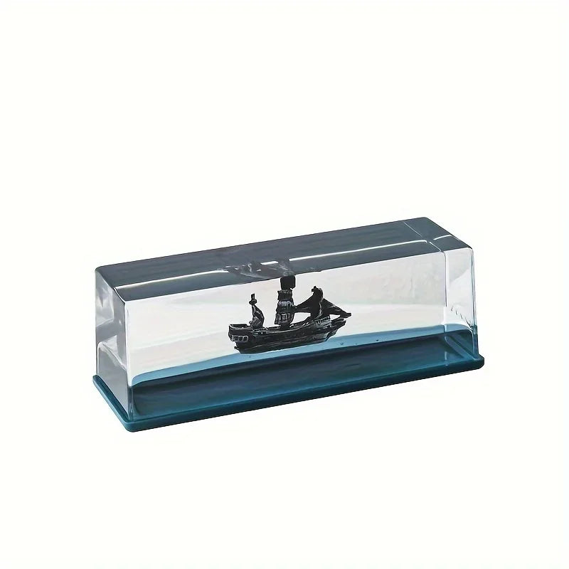 Pirate Ship Fluid Ornament – Black Pearl Nautical Decor for Desk or Home