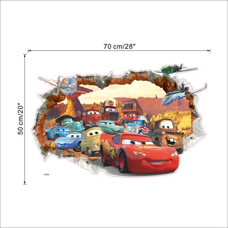 3D Cartoon Lightning McQueen  Wall Stickers For Kid's Room Kindergarten Bedroom Living Room Diy Wall Decoration