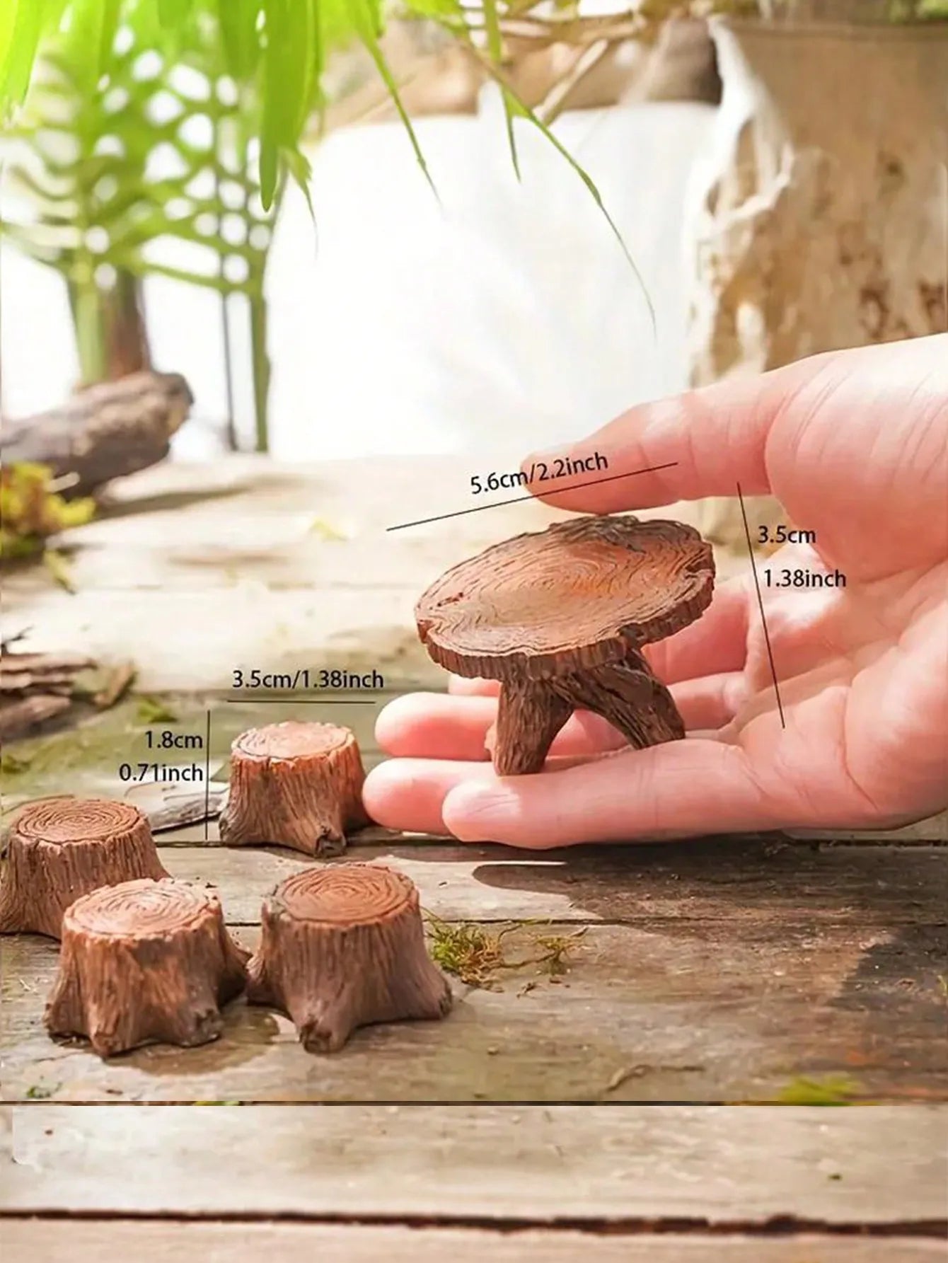5 miniature tree stump garden art accessories resin decoration, garden landscape accessories, resin creative crafts