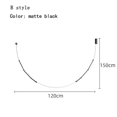 Leda curve chandelier Metal Hose Black linear lamp for Living Room Center Table designer lamp Home Decor staircase lighting