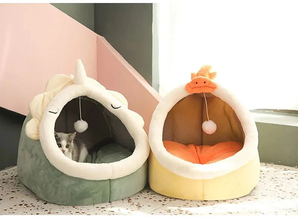 Deep Sleep Foldable Cat Bed – Cartoon Cave Bed for Small Dogs & Cats