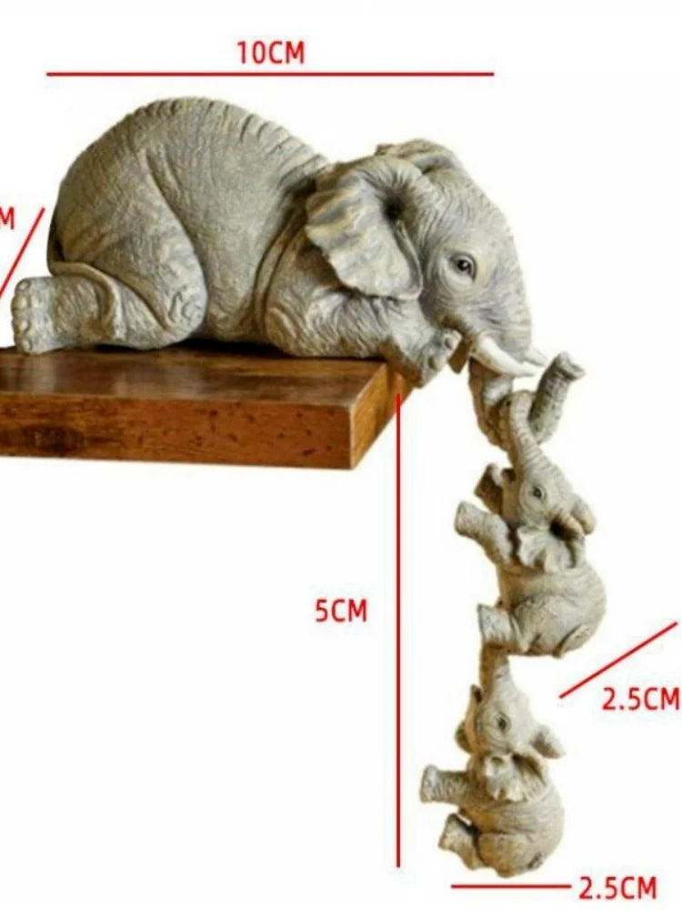 3pcs/set Cute Elephant Figurines Elephant Holding Baby Elephant Resin Crafts Home Furnishing Gift