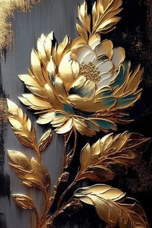 Luxury Golden Blossoms Chrysanthemum lotus Canvas Painting Wall Art for Living Room Nordic Home Decor Pictures Modern Decor