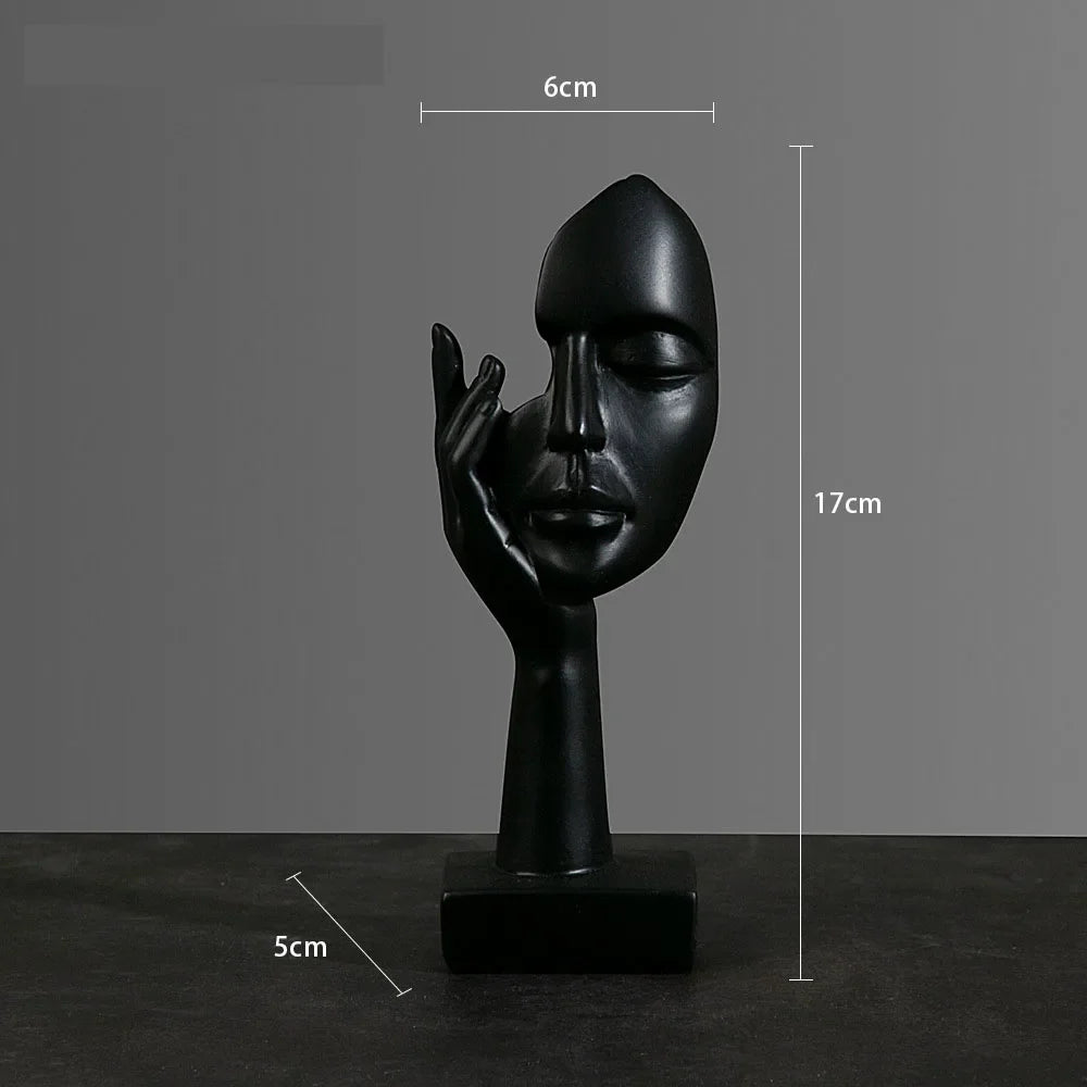 Resin Abstract Mask Statues European Miniature Figurines for Interior Home Office Study Desktop Figure Ornament Decor Gift