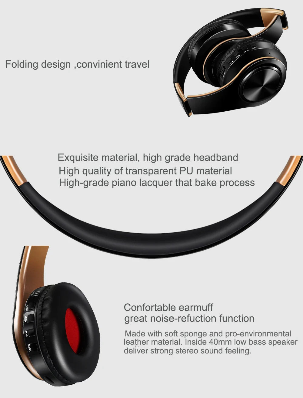 HIFI Stereo Bluetooth Earphones – FM Radio & SD Card Support with Mic