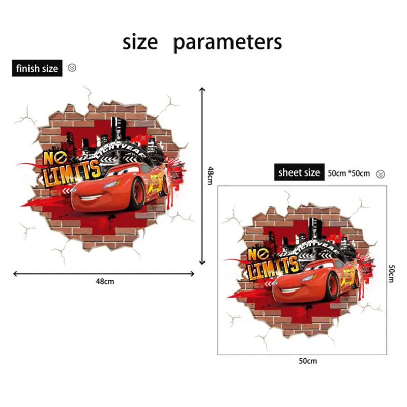 3D Cartoon Lightning McQueen  Wall Stickers For Kid's Room Kindergarten Bedroom Living Room Diy Wall Decoration