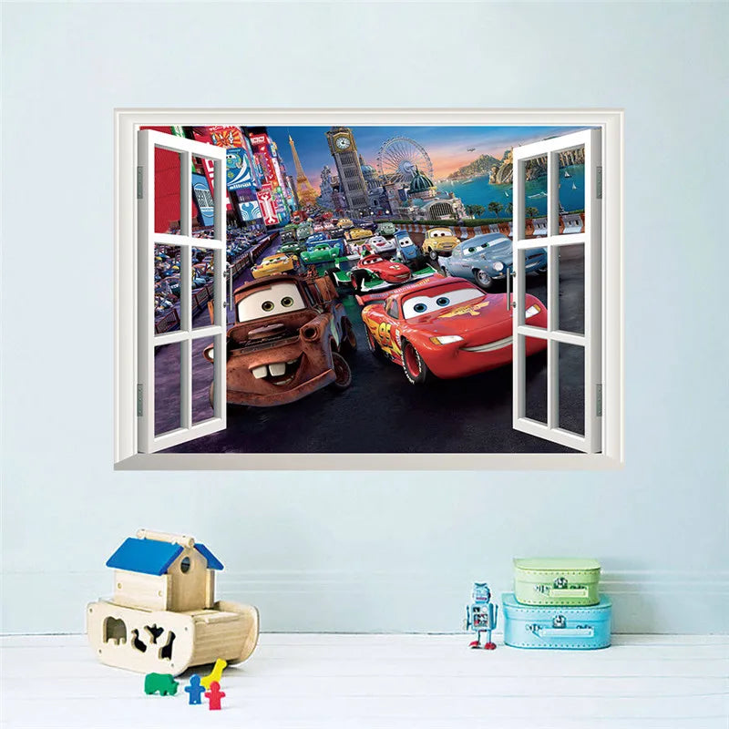 3D Cartoon Lightning McQueen  Wall Stickers For Kid's Room Kindergarten Bedroom Living Room Diy Wall Decoration