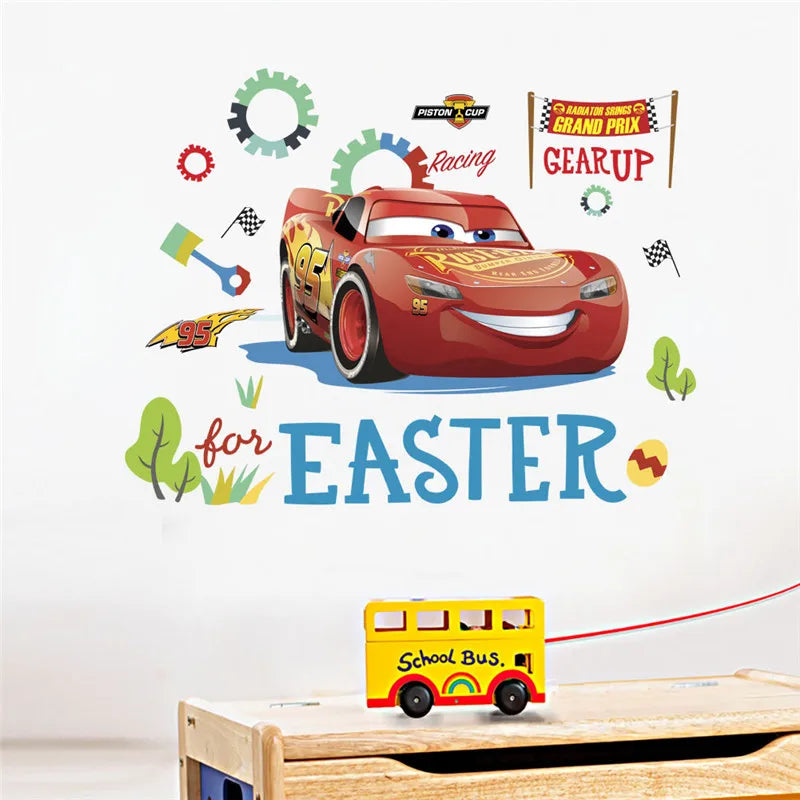 3D Cartoon Lightning McQueen  Wall Stickers For Kid's Room Kindergarten Bedroom Living Room Diy Wall Decoration